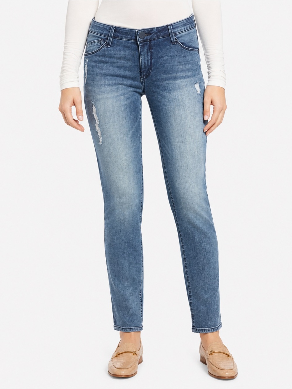 Wit & Wisdom Distressed Straight Leg Jeans